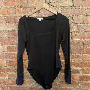 Topshop Black Square Neck Ribbed Bodysuit